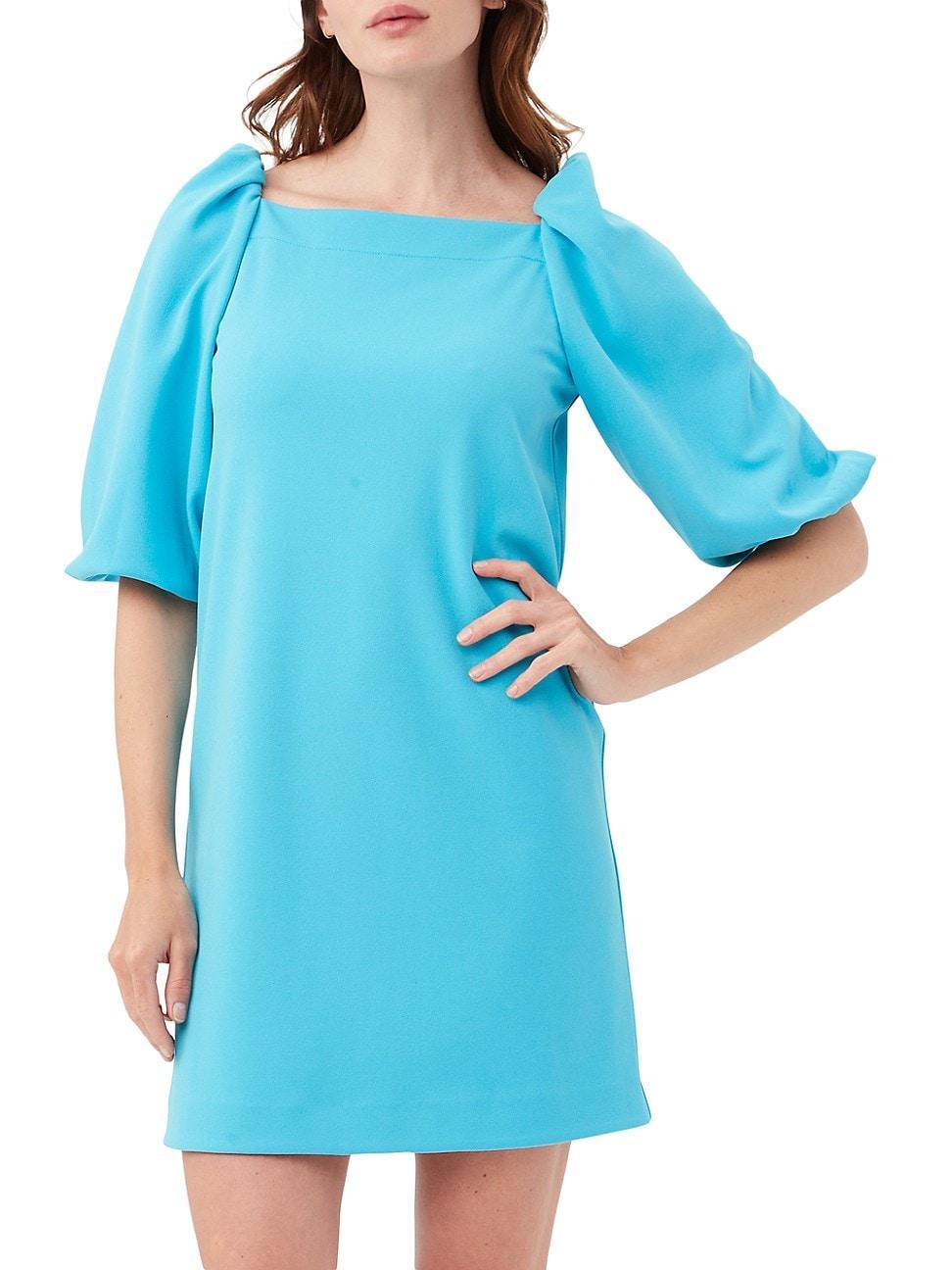 Trina Turk Symphony Stretch Square Neck Balloon Elbow Sleeve Shift Dress Product Image