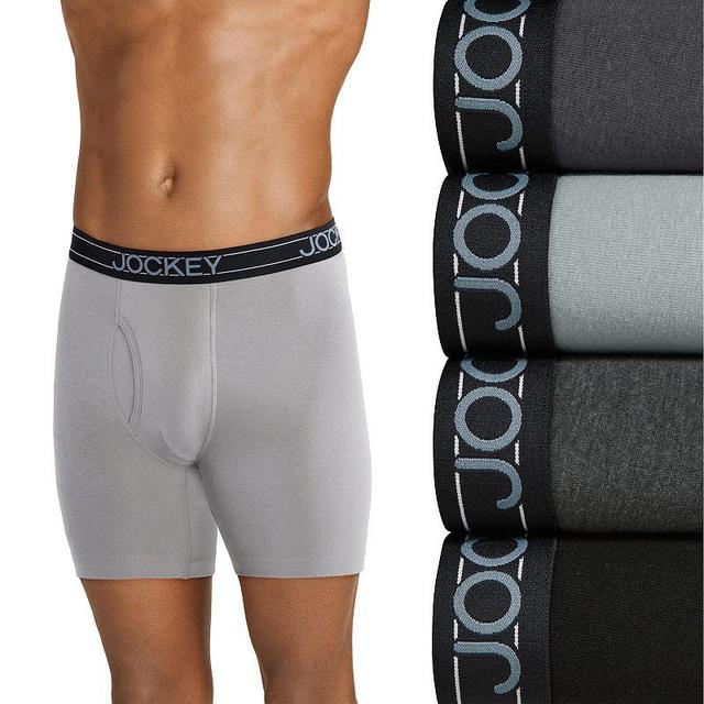 Mens Jockey 4-Pack Cotton Blend Long Leg Boxer Brief Product Image