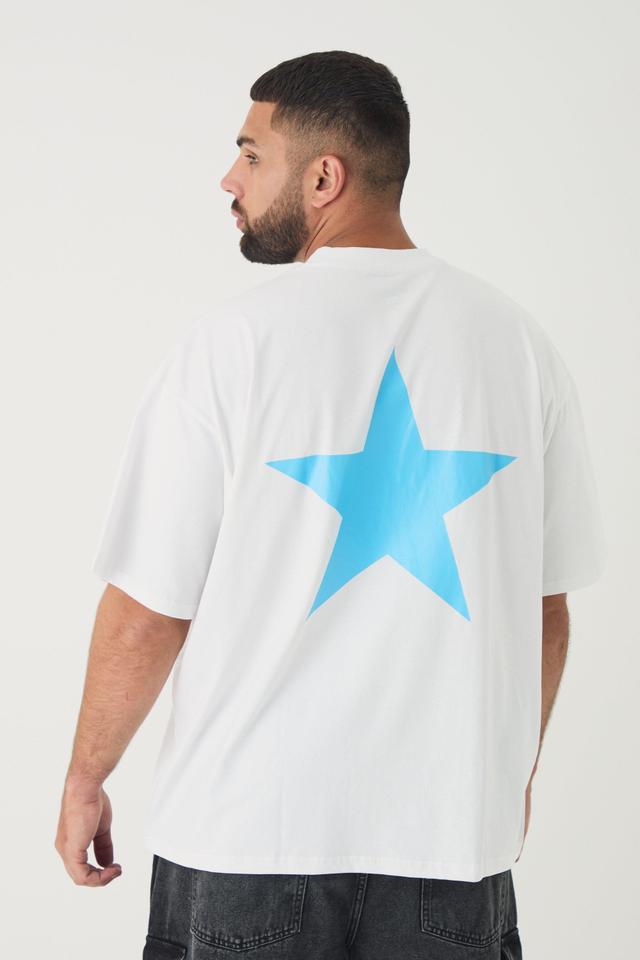 Plus Oversized Extended Neck Star Print T-shirt | boohooMAN USA Product Image