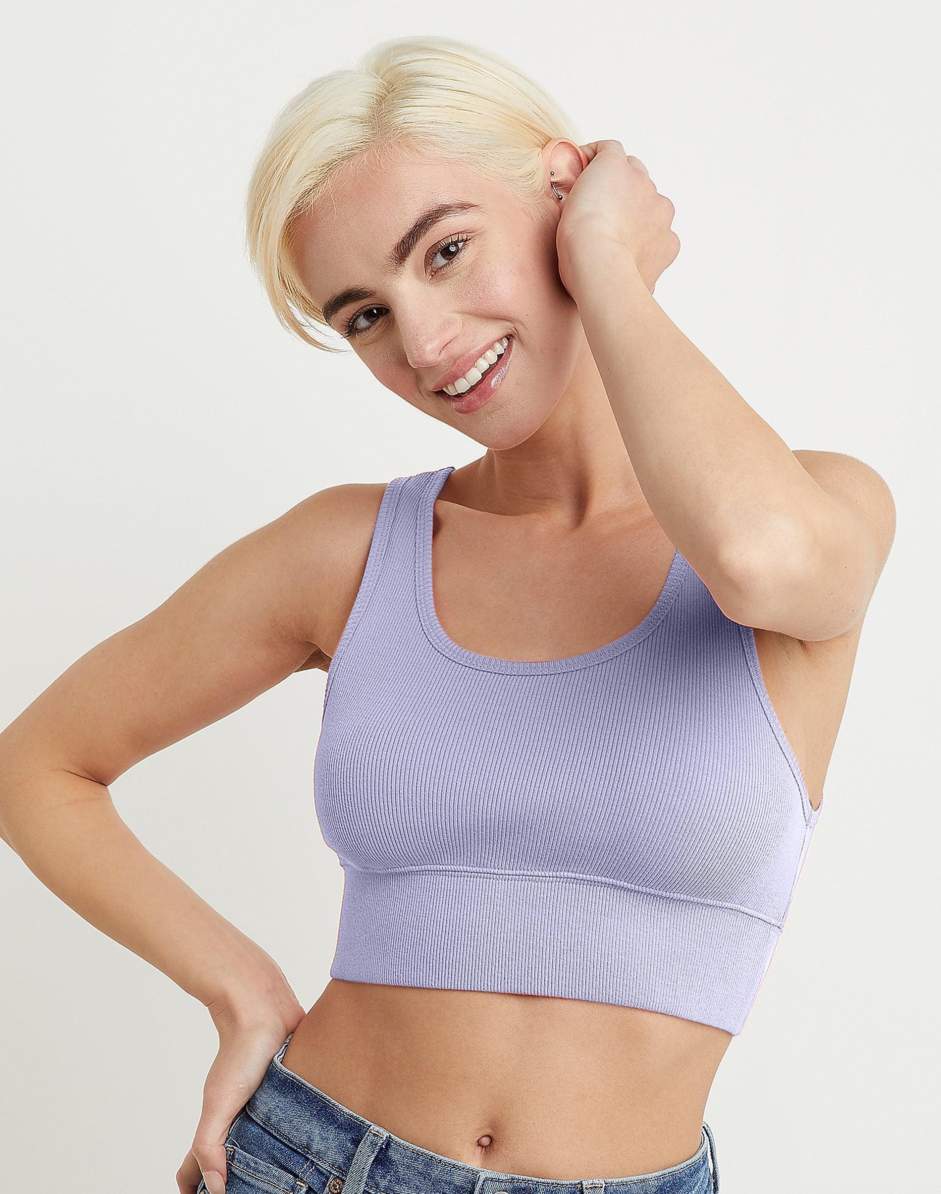 Hanes Originals Womens Rib Longline Bralette, Cotton Light Steel XS Product Image