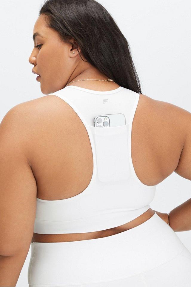 Fabletics On-The-Go Medium Impact Sports Bra Womens white Size S Product Image