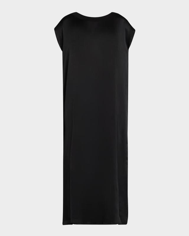 Cap-Sleeve Silk Midi Shift Dress Product Image