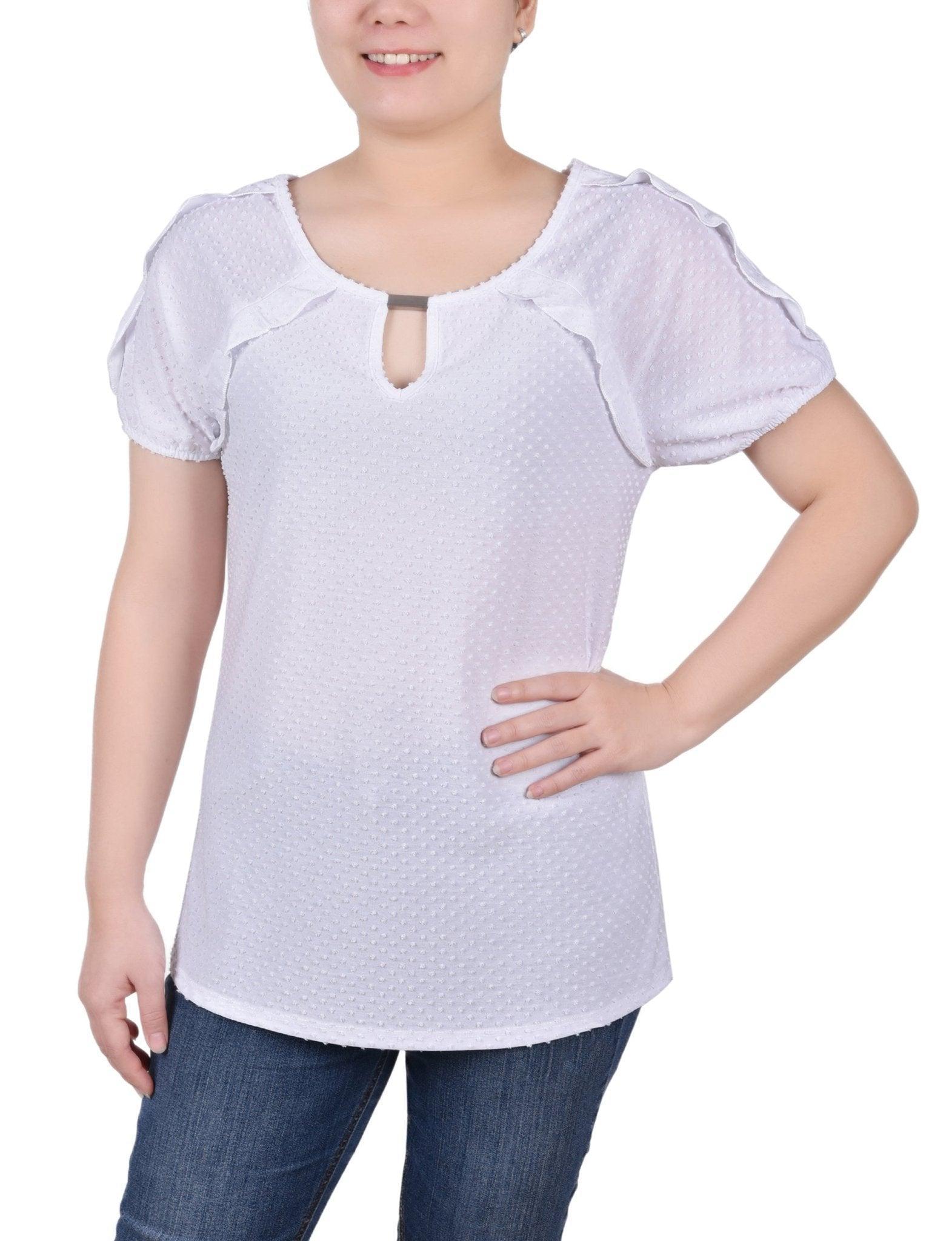 Short Sleeve Swiss Dot Top - Petite Product Image