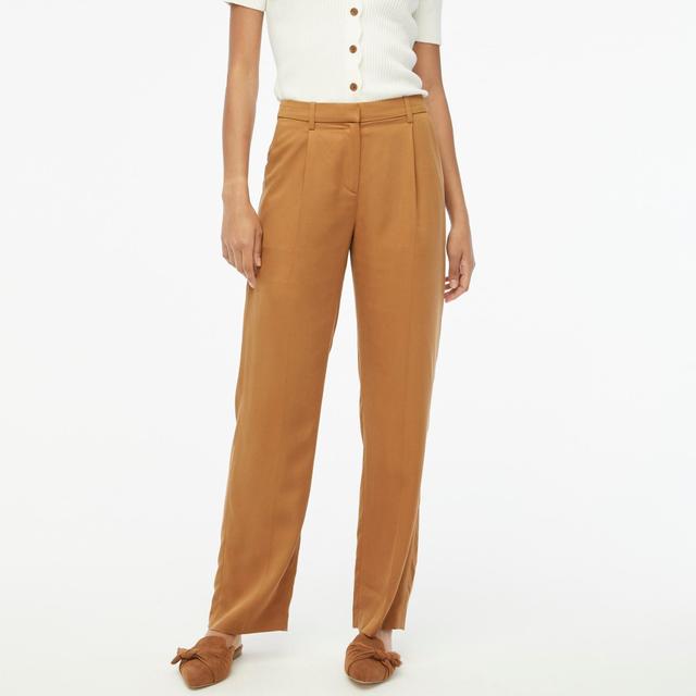 Wide-leg pleated twill trouser pant Product Image