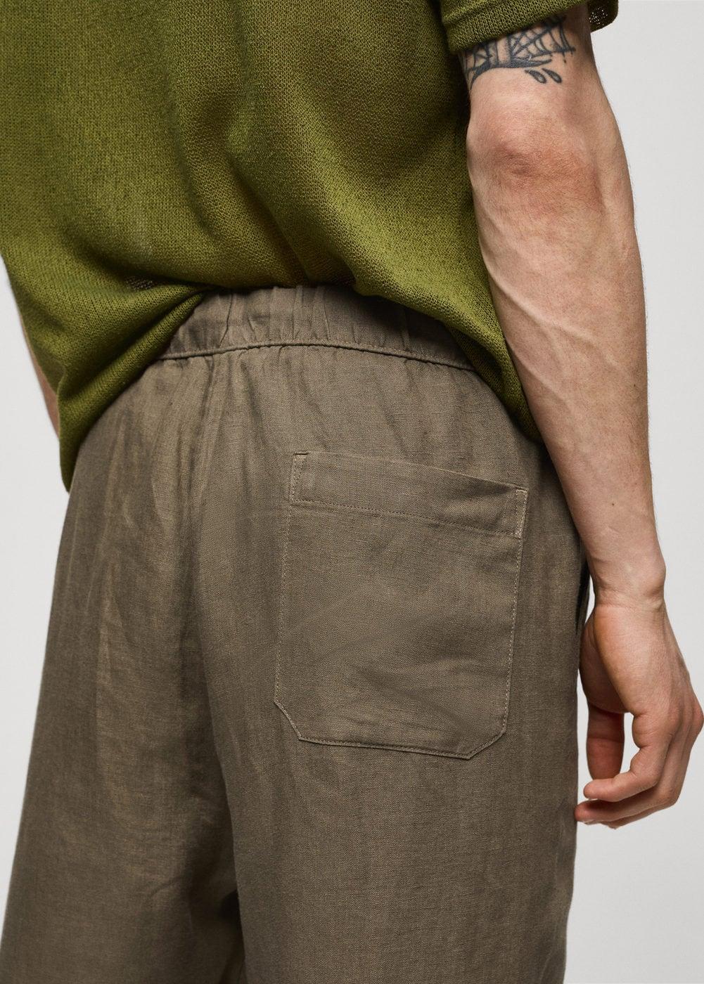 Mango Mens 100% Linen Drawstring Pants Product Image