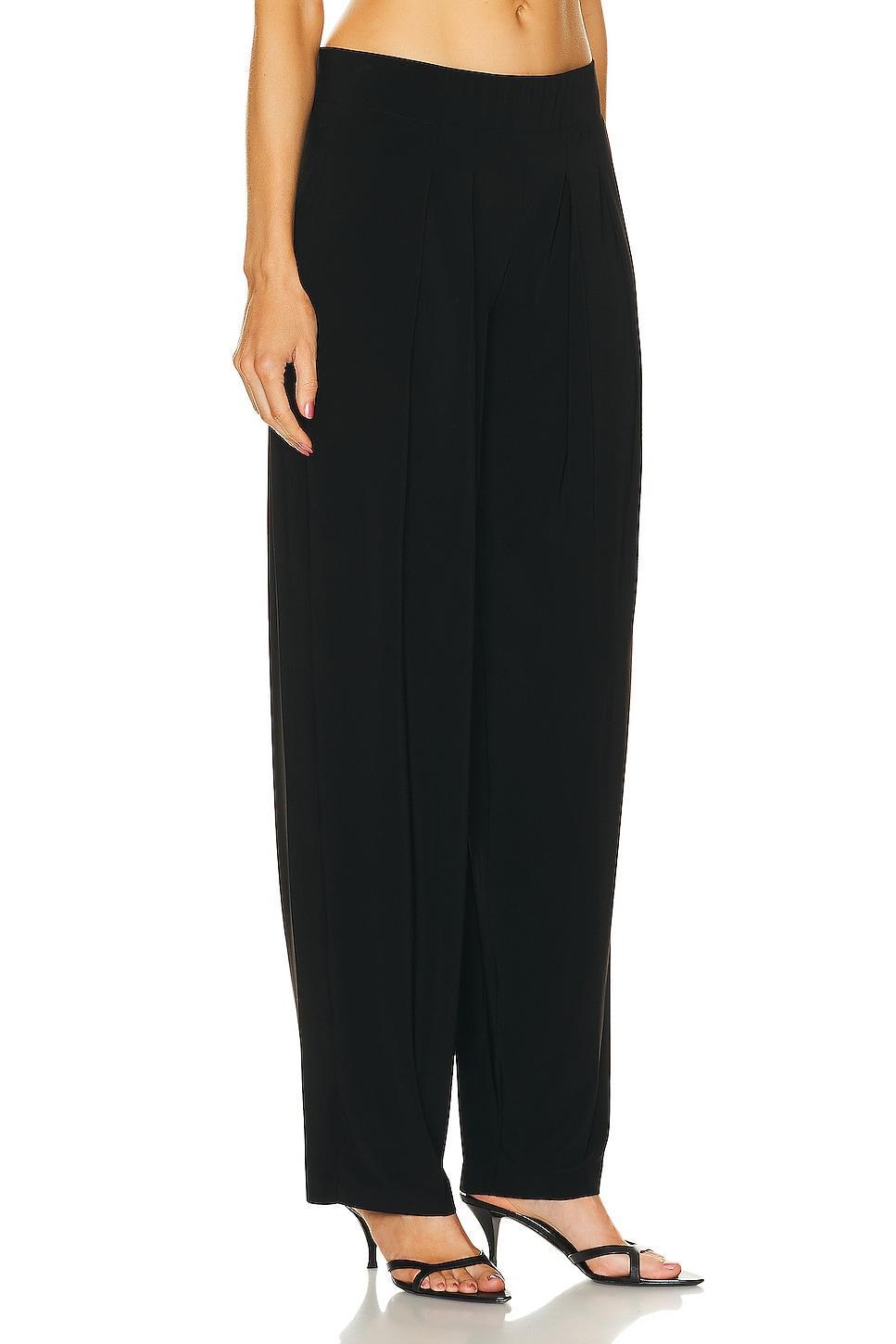 Norma Kamali Low Rise Pleated Trouser Black. (also in L, M, XS). Product Image