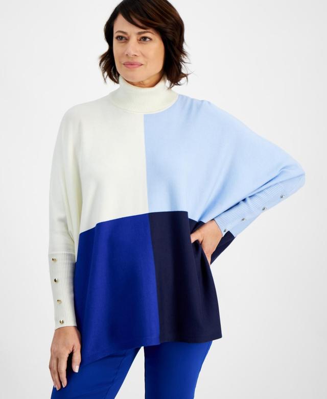 Jm Collection Womens Colorblocked Square Poncho Sweater, Created for Macys Product Image