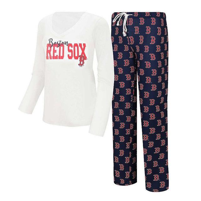 Womens Concepts Sport /Navy Boston Red Sox Long Sleeve V-Neck T-Shirt & Gauge Pants Sleep Set Product Image