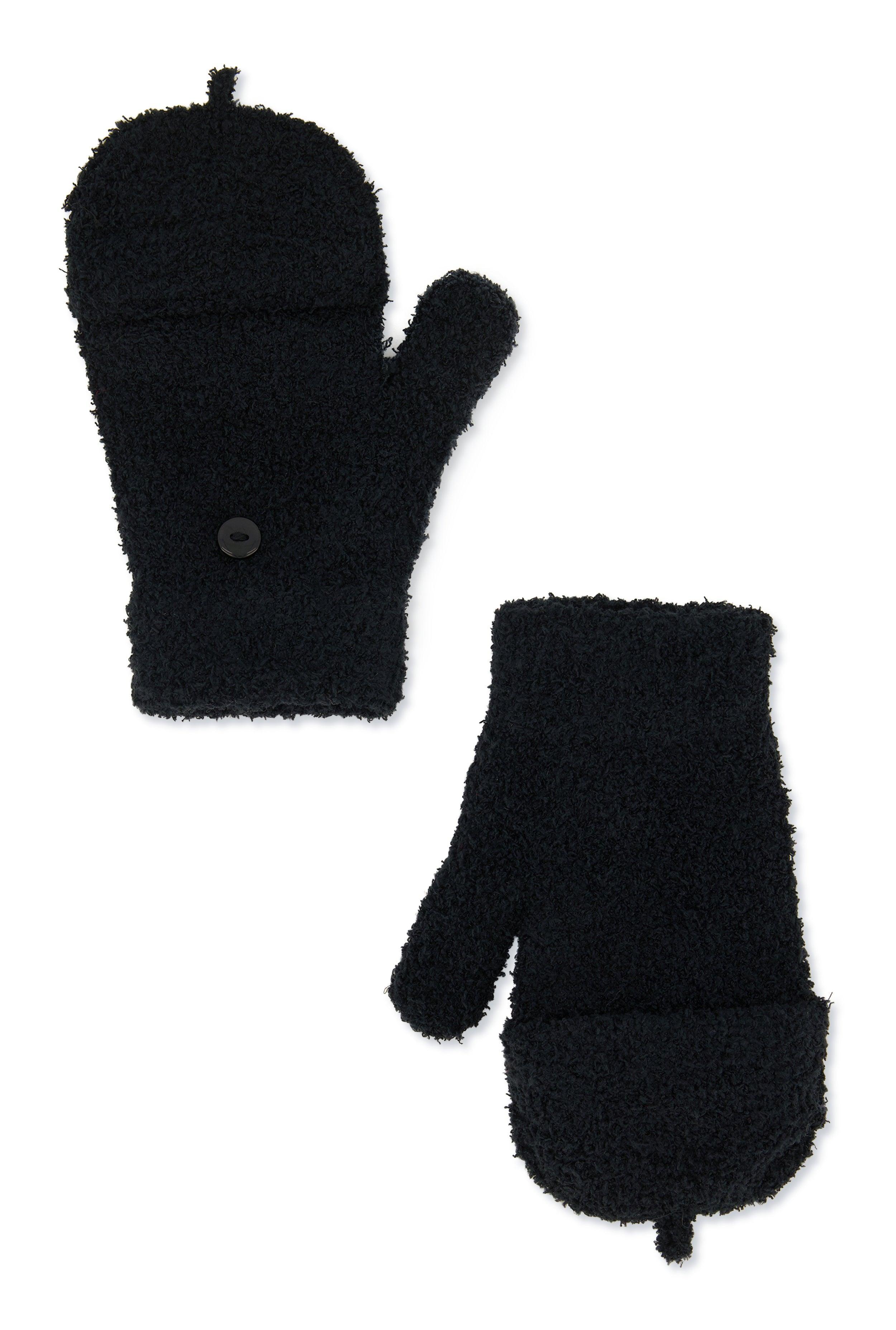 Eyelash Knit Convertible Fingerless Mittens Female Product Image