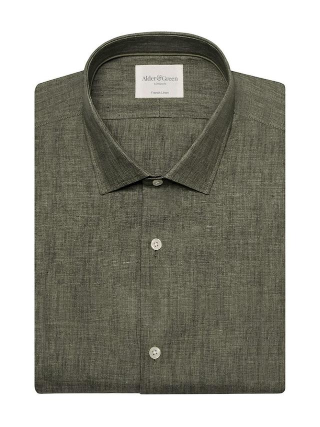 Mens Slim-Fit Linen Button-Front Shirt Product Image