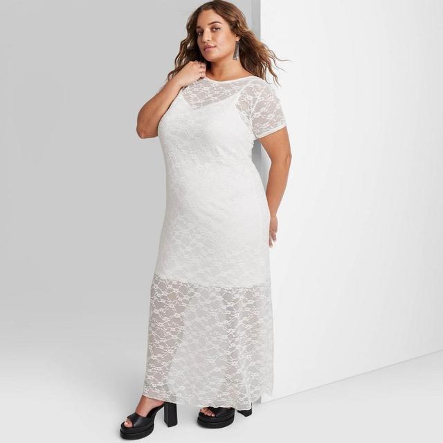 Womens Short Sleeve Maxi Dress - Wild Fable White Lace 1X Product Image