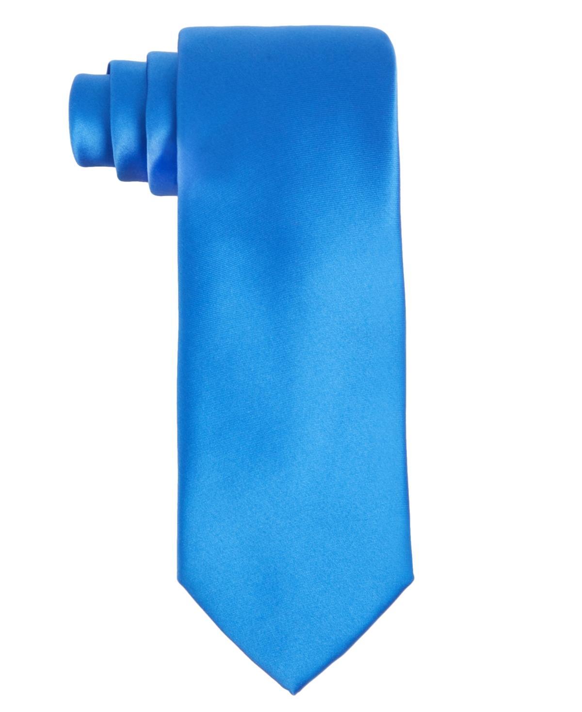 Tayion Collection Mens Royal Blue Solid Tie - White Product Image