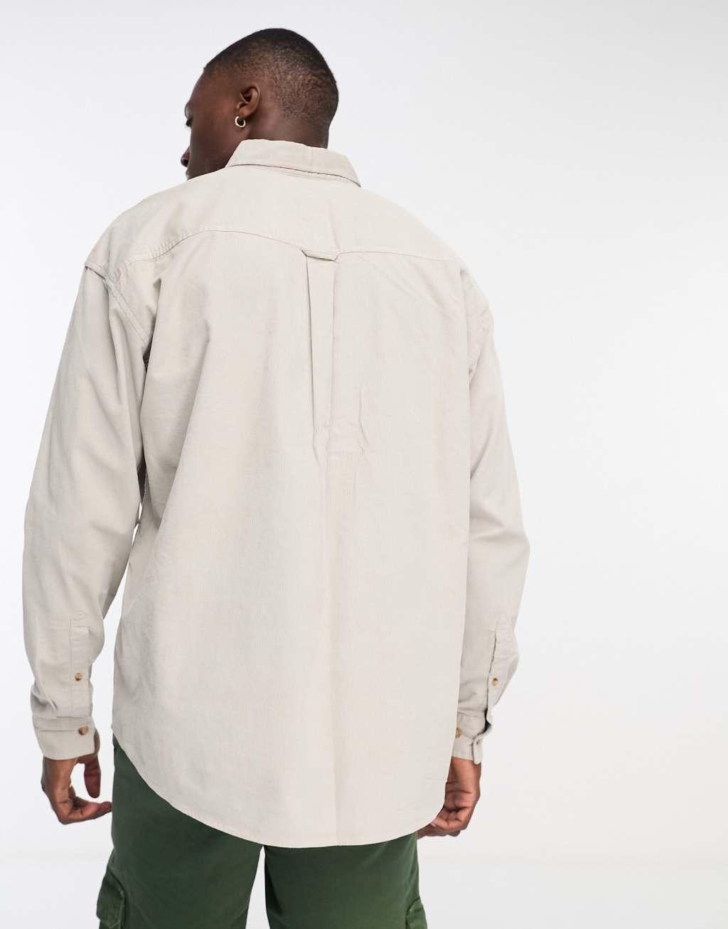 ASOS DESIGN oversized cord shirt in stone gray Product Image