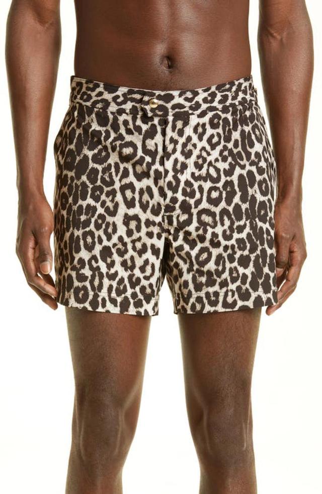 TOM FORD Printed Poplin Swim Short In Black Product Image