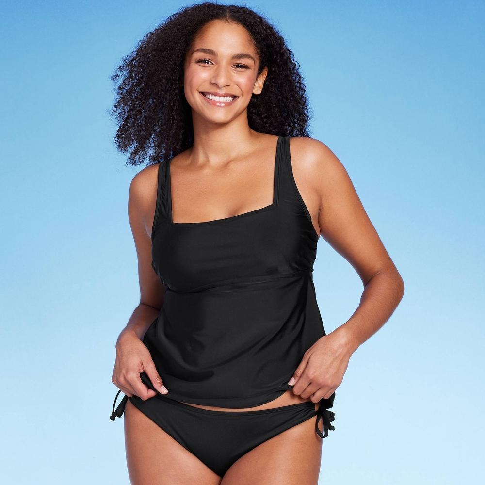 Womens Hidden Underwire Square Neck Tankini Top - Kona Sol Black XL Product Image