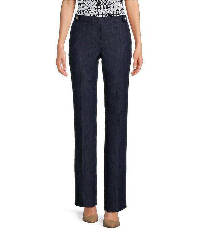 DKNY by Donna Karan Straight Leg Button Waistband Side Tabs Pants Product Image