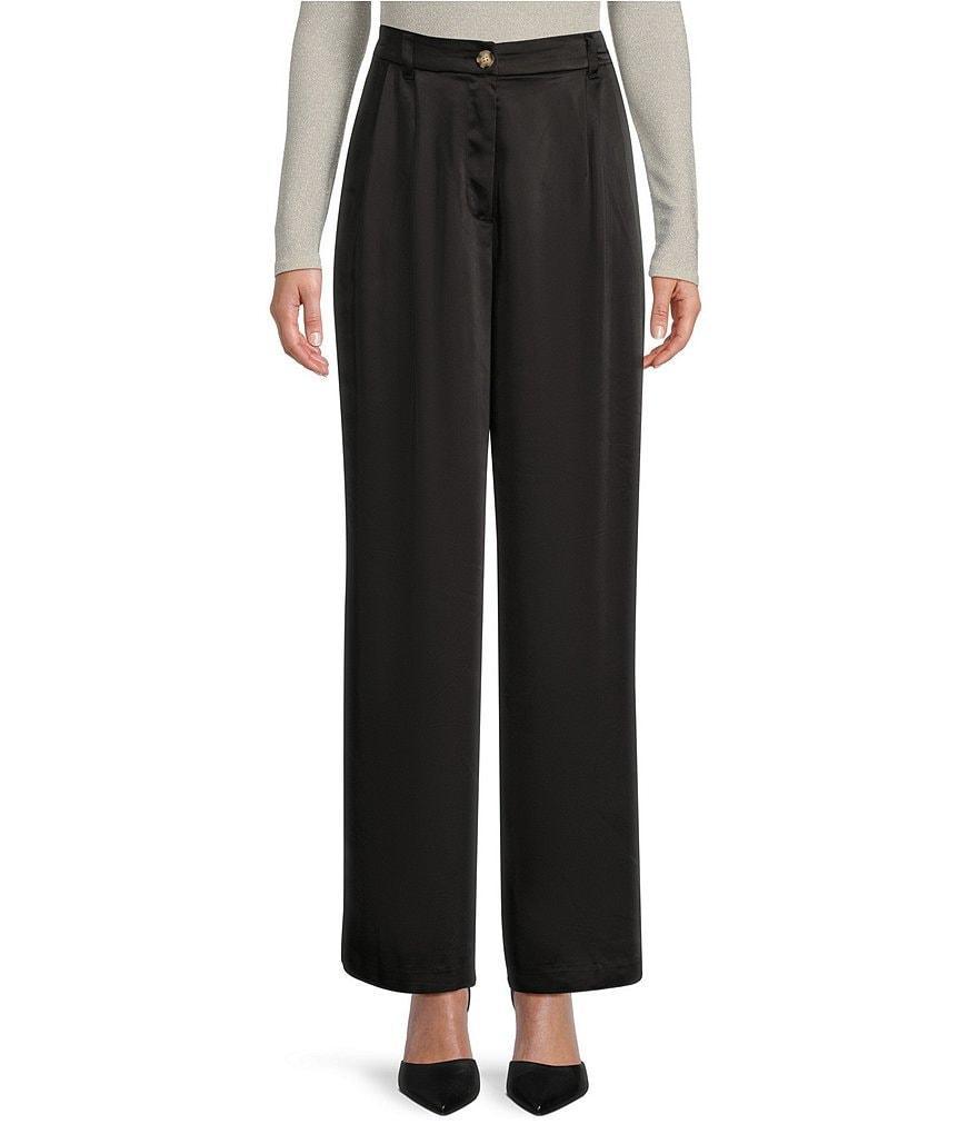 GB High Coordinating Rise Wide Leg Satin Trouser Pants product image