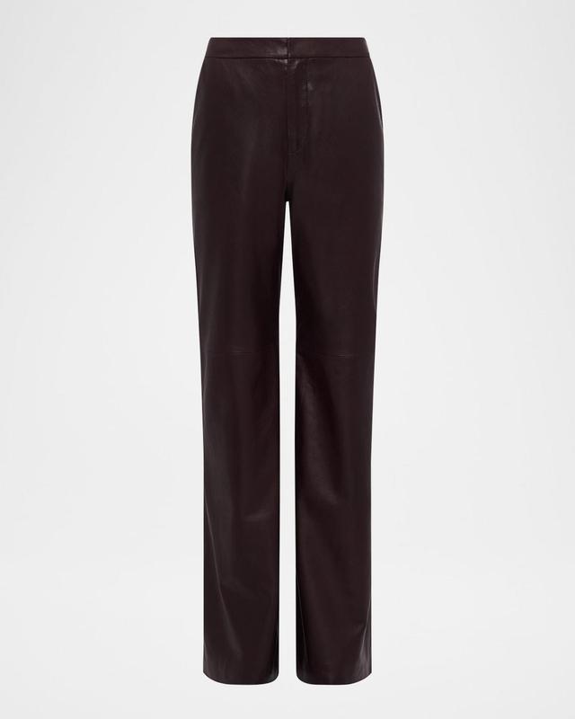 Livvy Mid-Rise Straight-Leg Leather Trousers Product Image