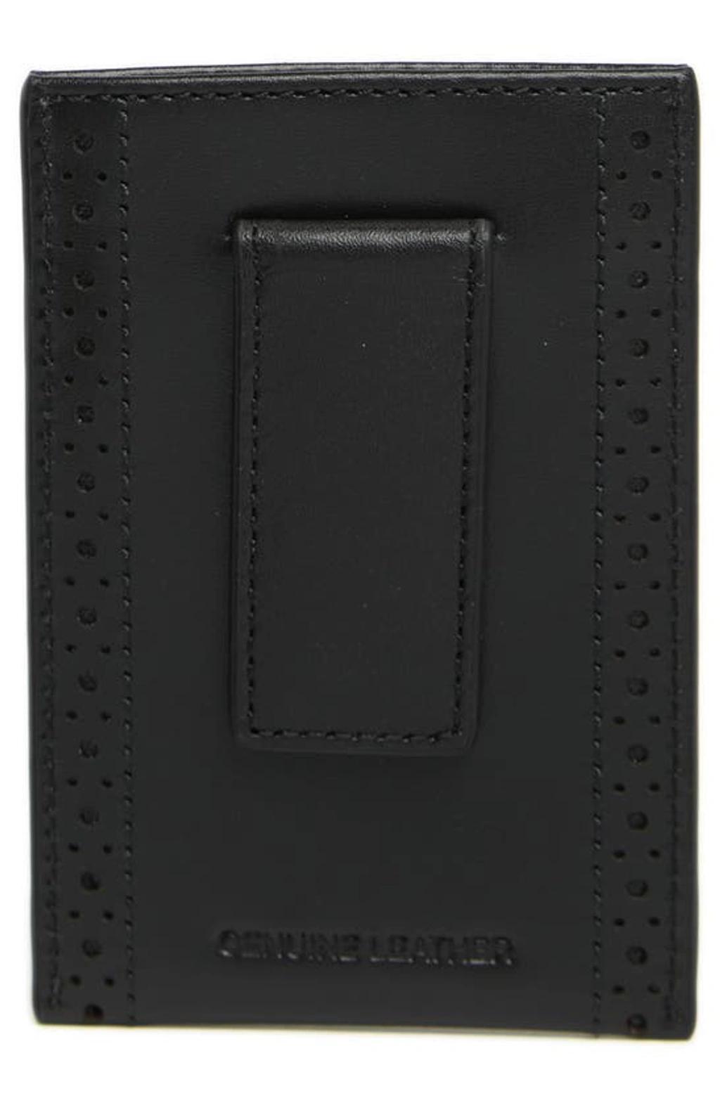 COLE HAAN Brogue Card Case In Black Product Image