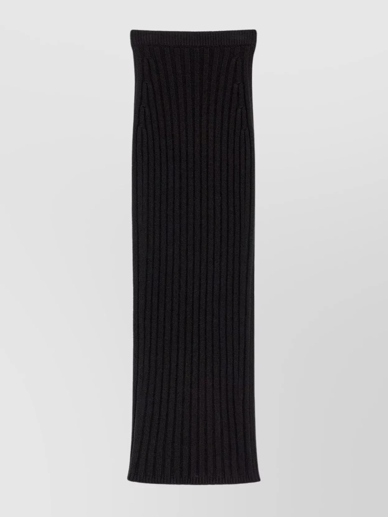 Ribbed Waist High-waisted Midi Skirt In Black product image