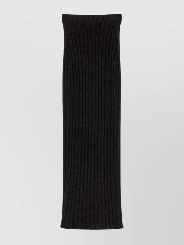 Ribbed Waist High-waisted Midi Skirt In Black Product Image