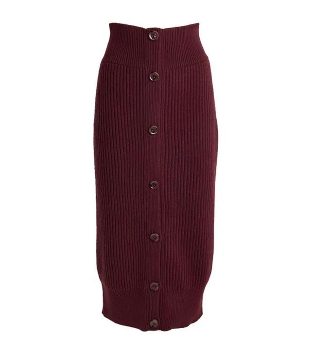 Wool-cashmere Midi Skirt In Red Product Image