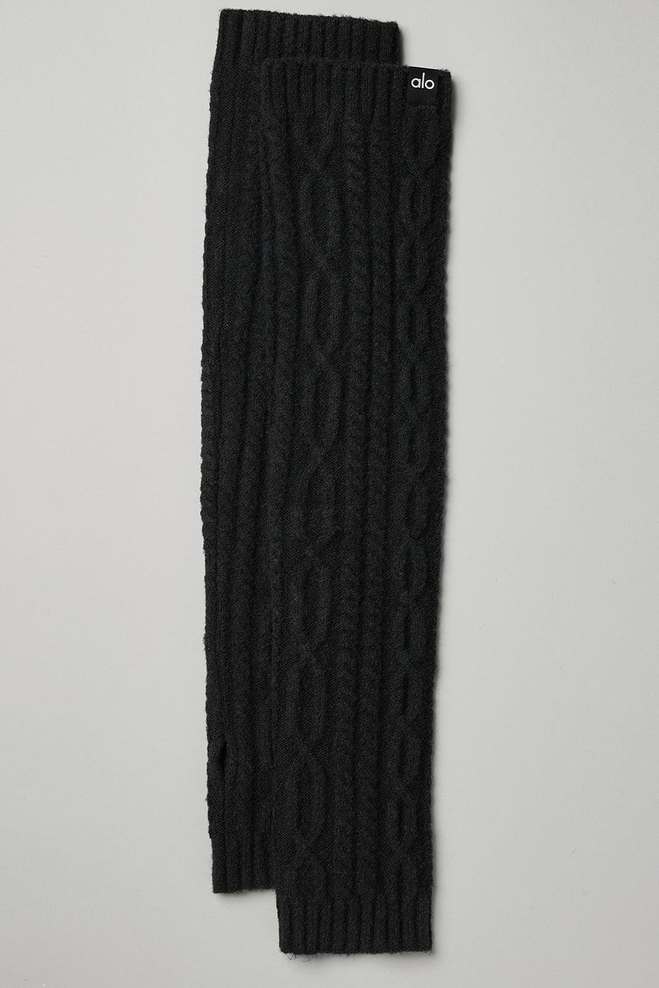 Cable Knit Arm Warmers - Black Female Product Image