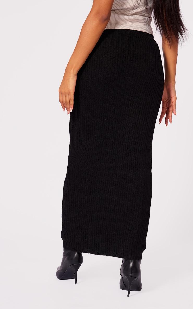 Black Luxe Knit Low Rise Midaxi Skirt Product Image