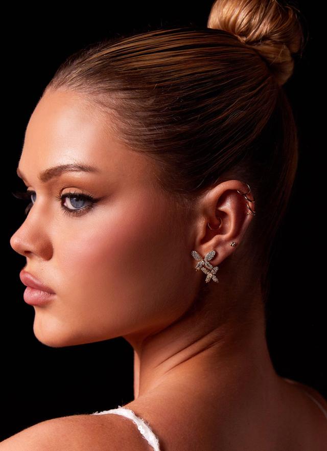 Bold Move Diamante Earrings - Gold Product Image