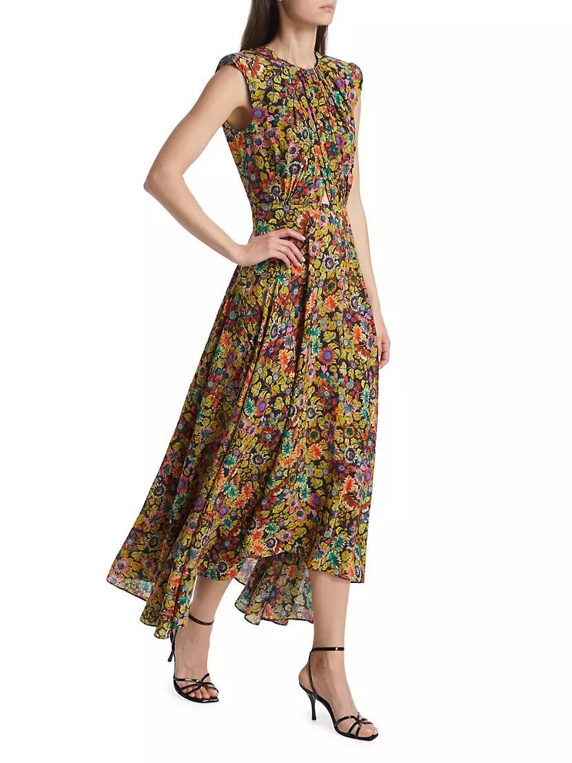 Divya Floral Silk Midi-Dress Product Image