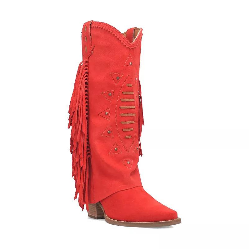 Dingo Womens Spirit Trail Side Fringed Leather Cowboy Boots Product Image