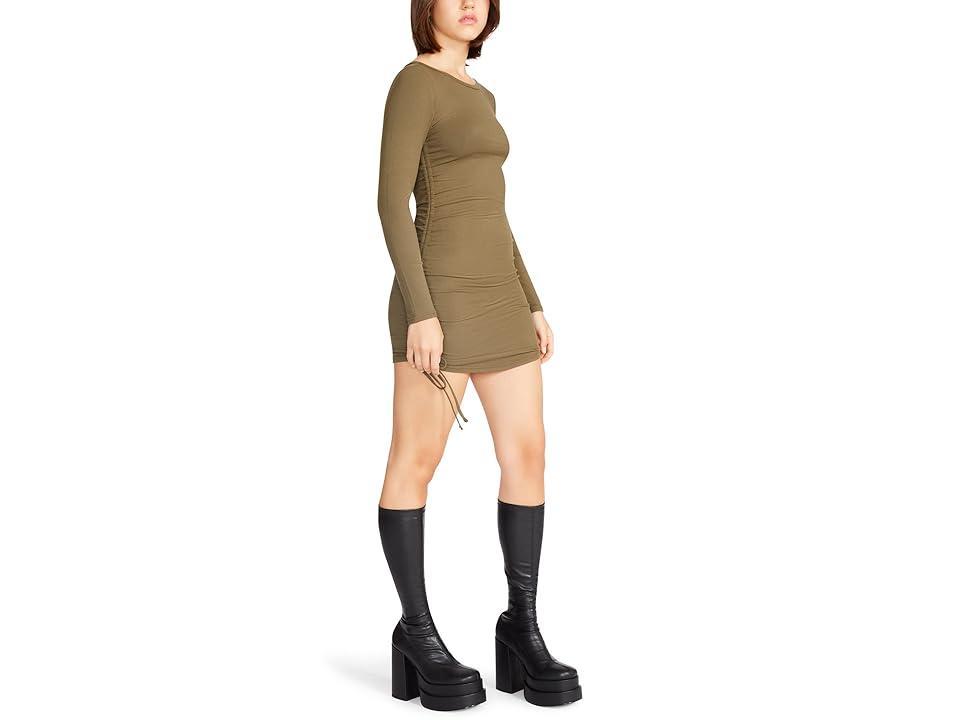 Steve Madden # 1 Crush Long Sleeve Adjustable Rib Knit Mini Dress (Olive Night) Women's Dress Product Image