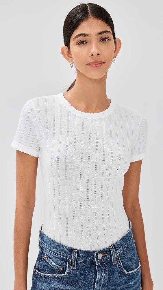 Leset Pointelle Short Sleeve Tee | Shopbop Product Image