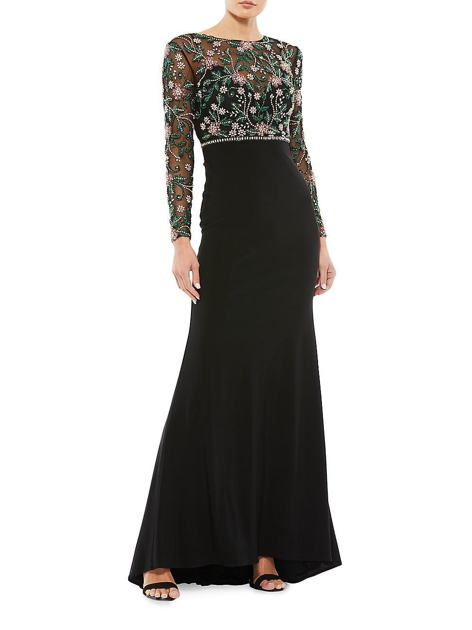 Womens Floral Beaded Gown Product Image