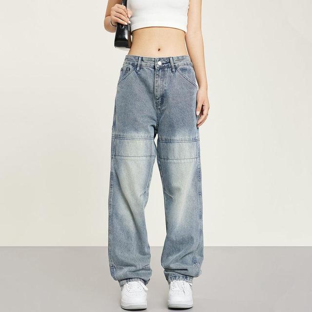 RTK (W) No. 1489 RECONSTRUCTED BLUE SLIM STRAIGHT DENIM JEANS Product Image