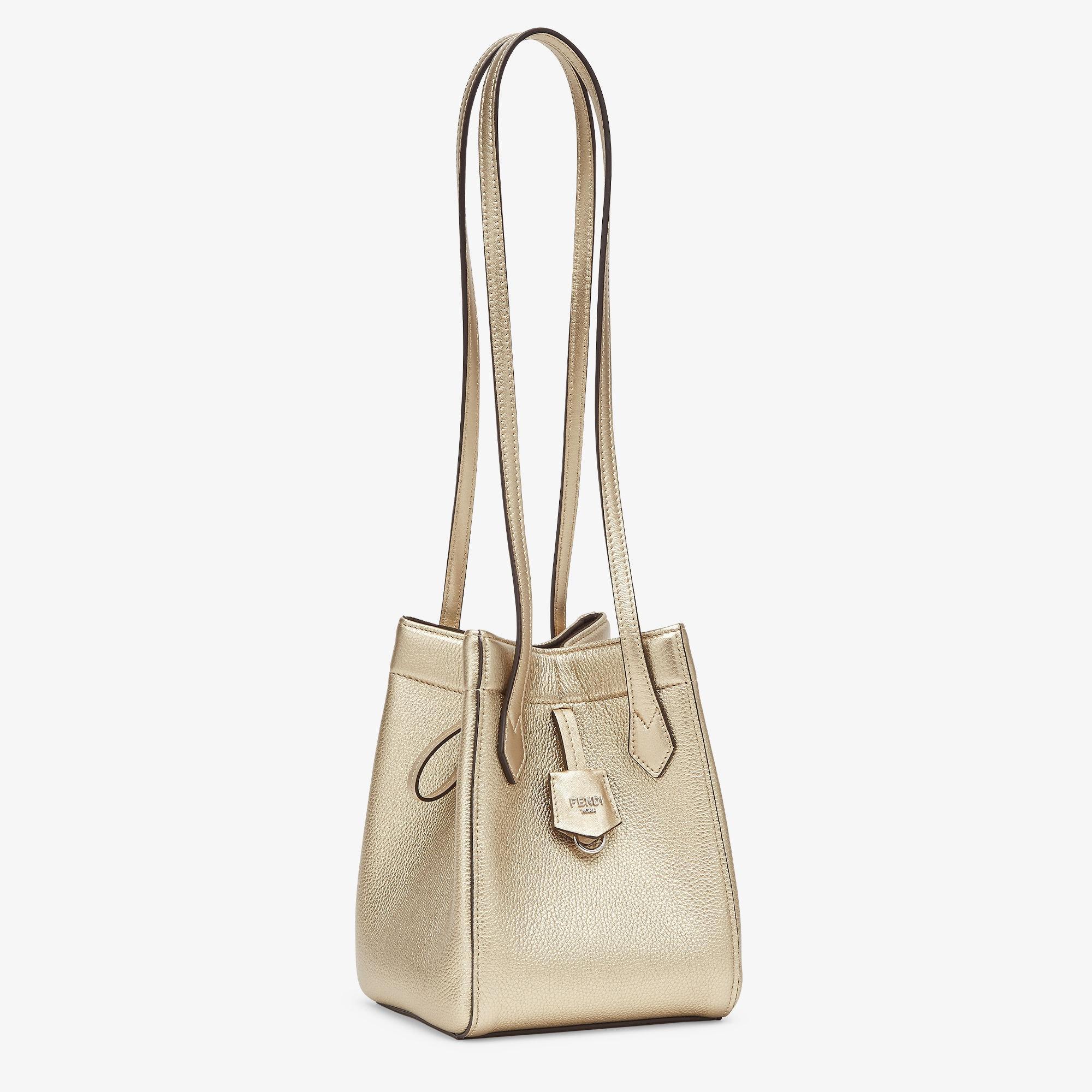 Fendi Origami MiniTransformable champagne-colored metallic leather mini-bag Product Image