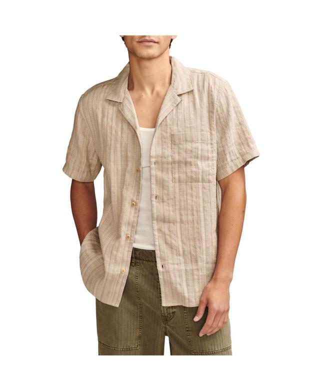 Lucky Brand Mens Striped Linen Camp Collar Shirt Product Image