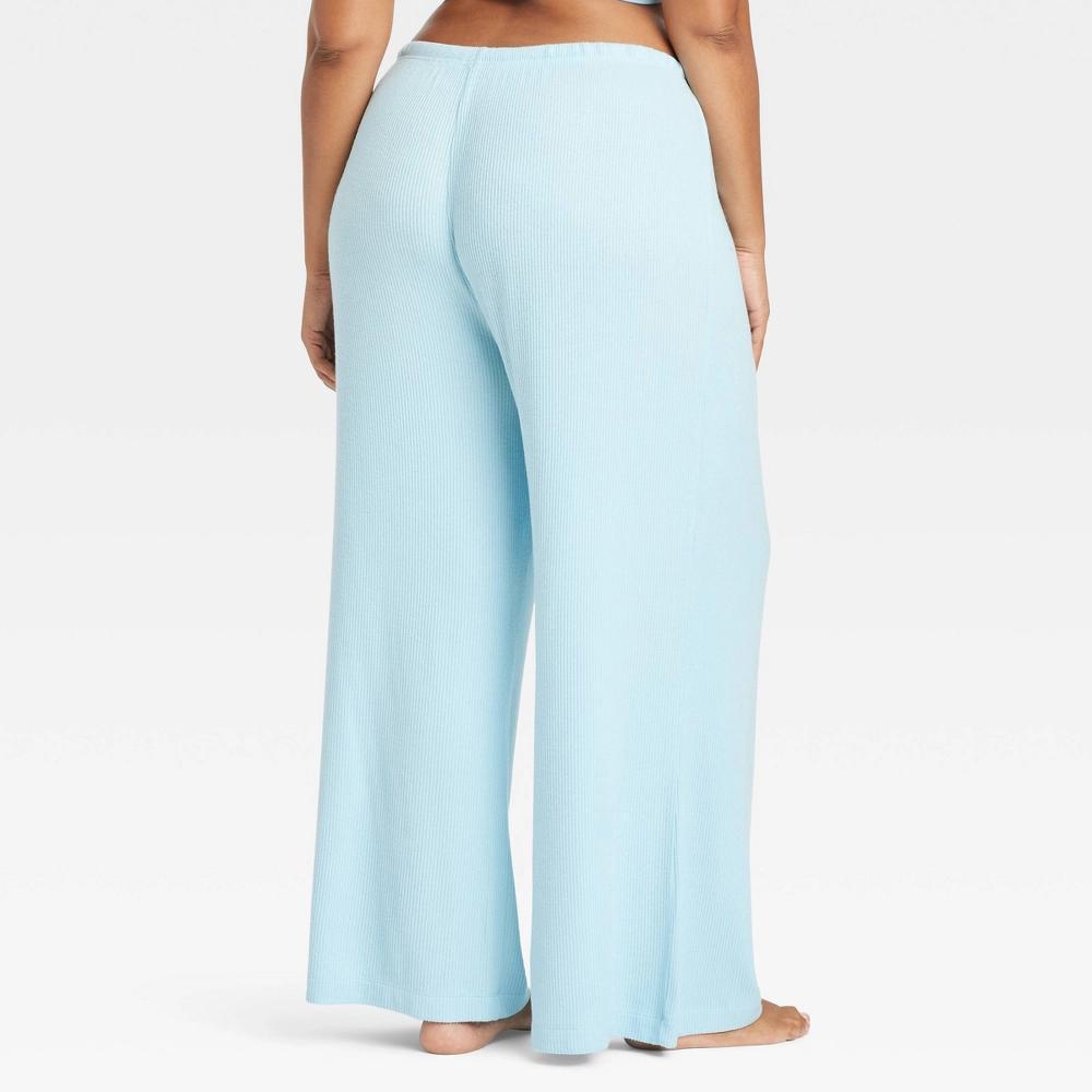 Women's Cozy Ribbed Wide Leg Pants - Auden™ Turquoise Blue 2X Product Image