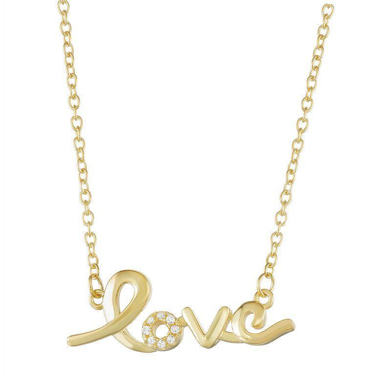 Sterling Silver Love Necklace, Womens White Product Image