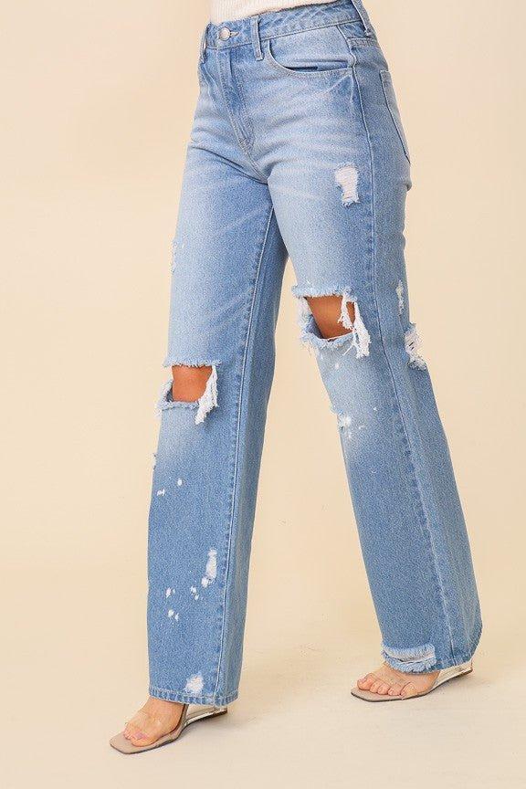 I Pay No Mind Wide Leg Denim Jeans Product Image