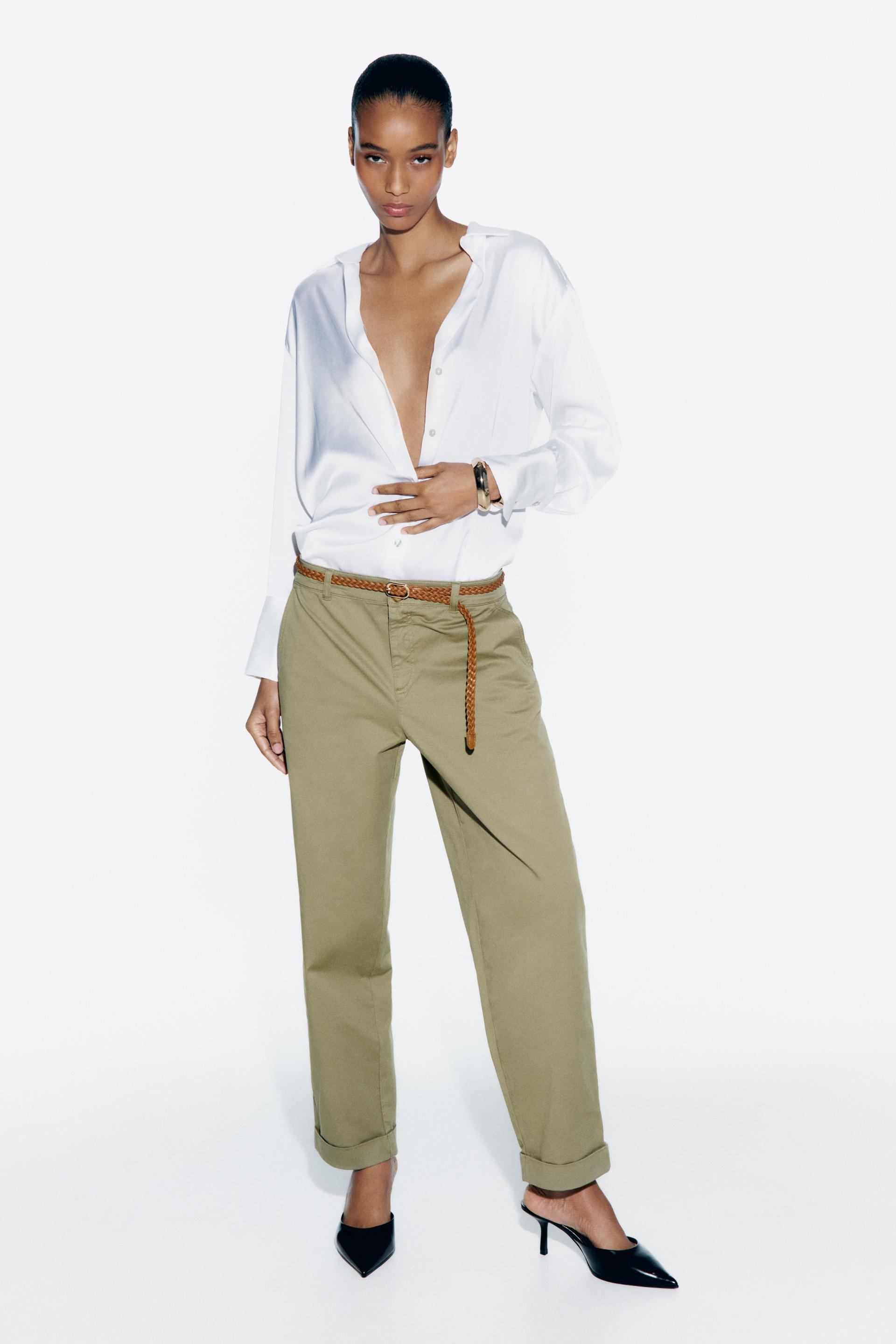 BRAIDED BELTED CHINO PANTS Product Image