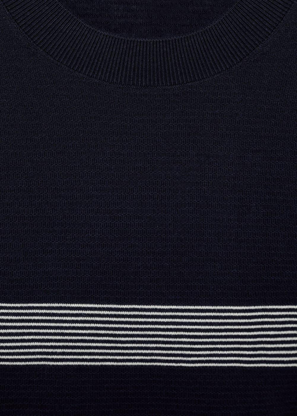 Mango Mens Striped Modal Cotton Knitted T-Shirt Product Image