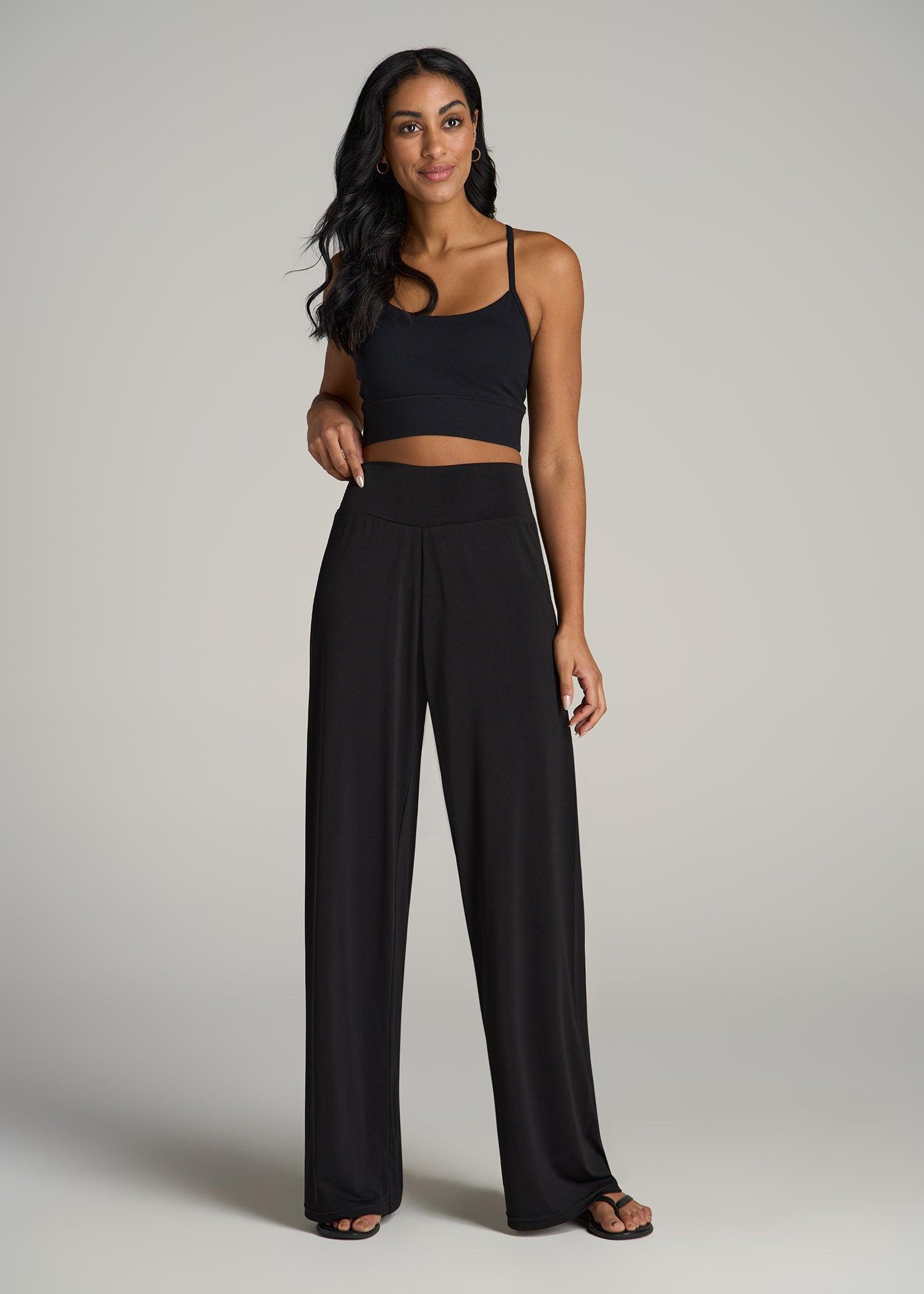 Pull On Breezy Wide Leg Pants for Tall Women in Black Female Product Image