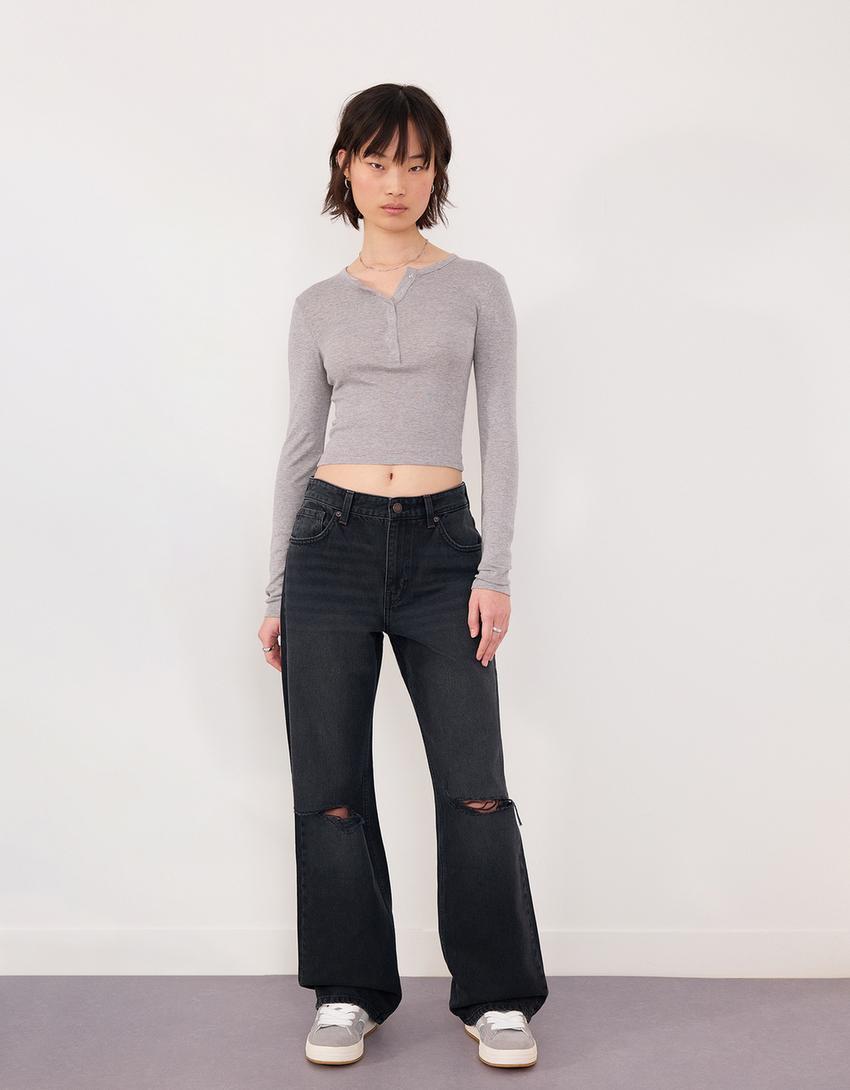 Ripped wide-leg ’90s jeans Product Image