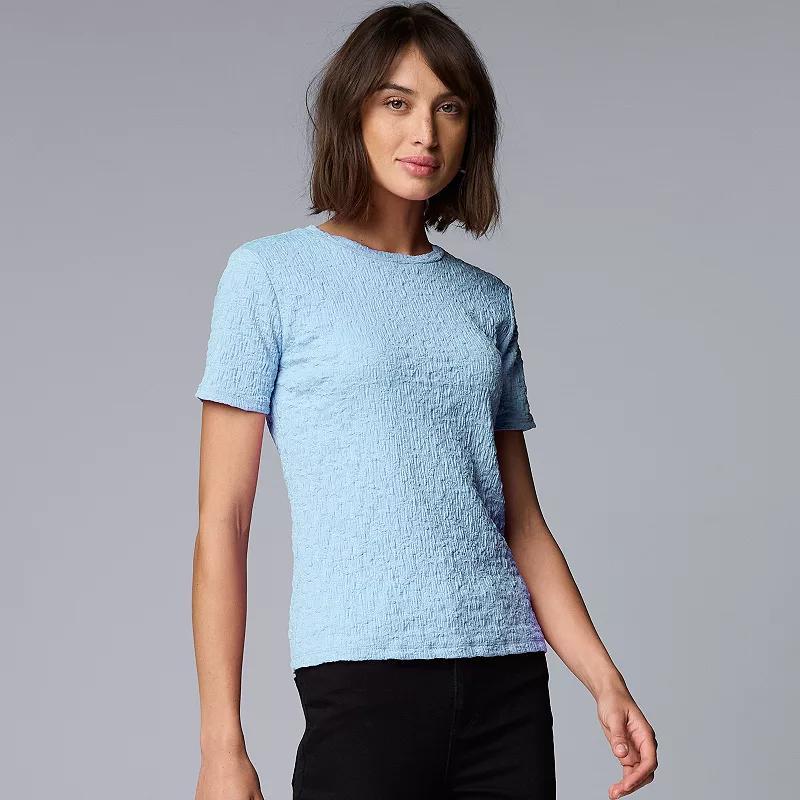 Petite Simply Vera Vera Wang Texture Tee, Womens Product Image