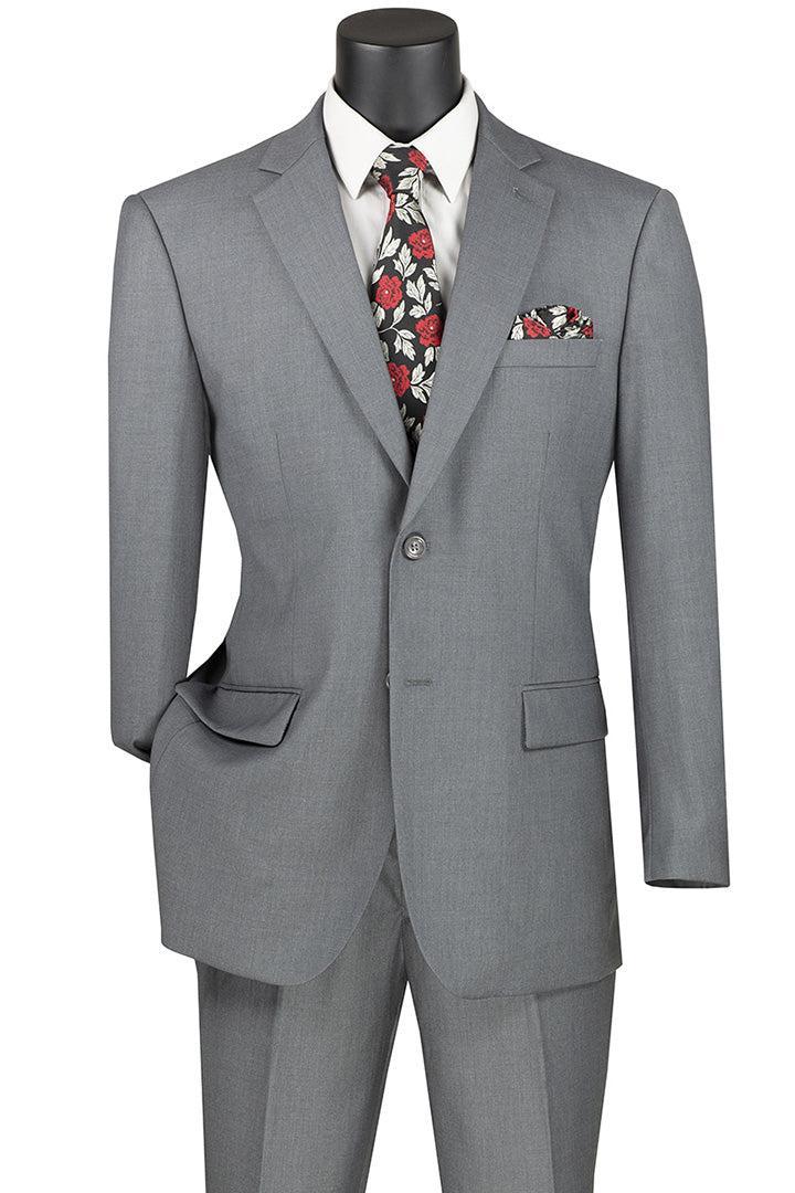 Nola Collection - Medium Gray Regular Fit 2 Piece Suit Flat Front Pants with 2″ Elastic Waist Band Product Image