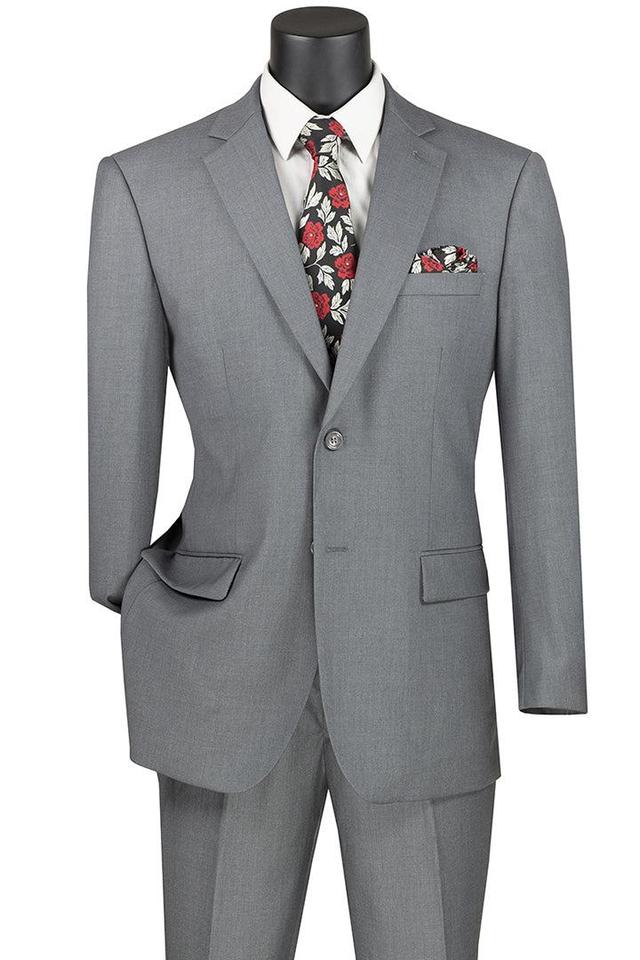 Nola Collection - Medium Gray Regular Fit 2 Piece Suit Flat Front Pants with 2″ Elastic Waistband Product Image