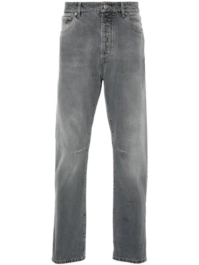 Logo-embroidered Jeans In Gray Product Image