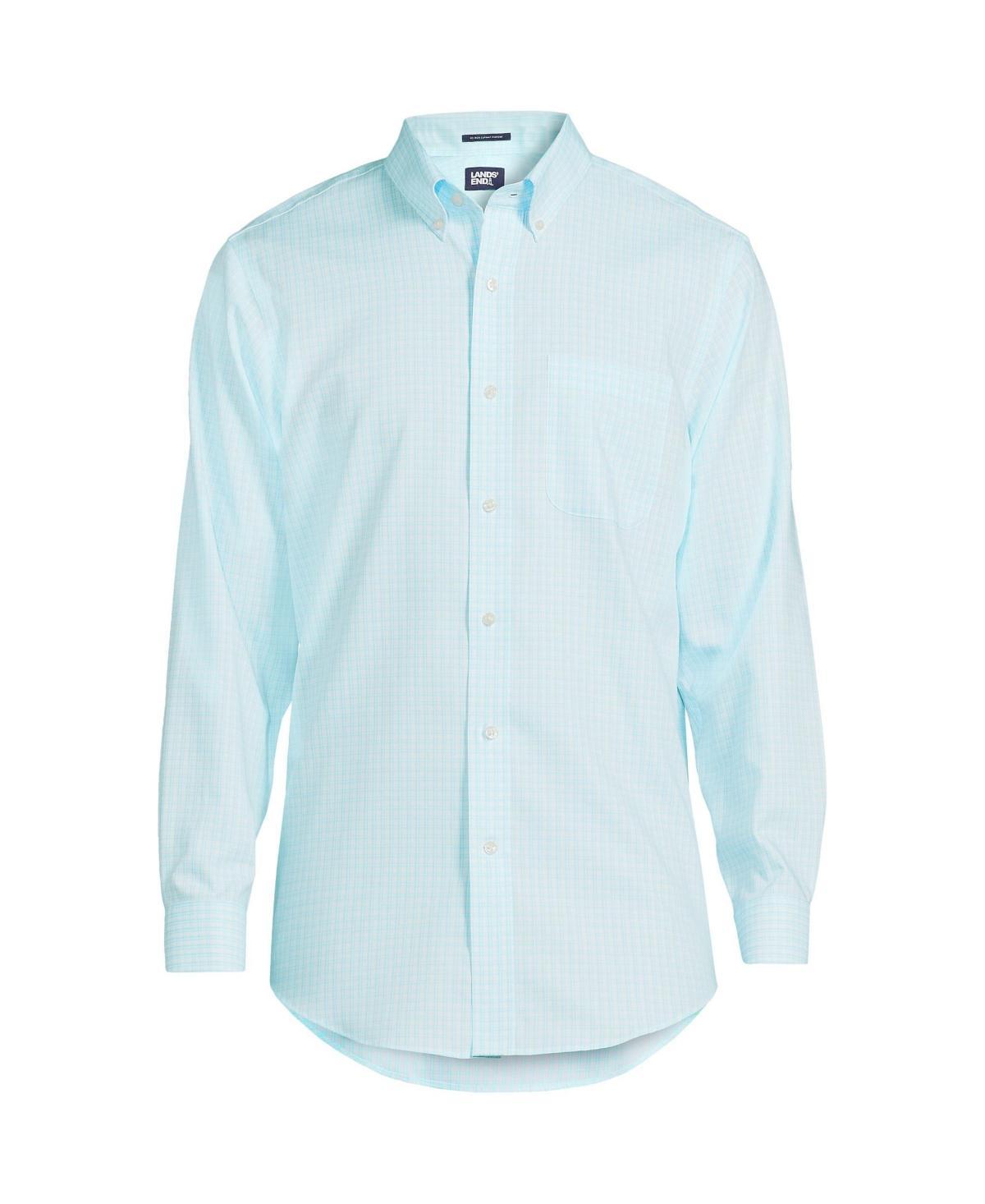 Lands End Mens Pattern No Iron Supima Pinpoint Button Down Collar Dress Shirt Product Image