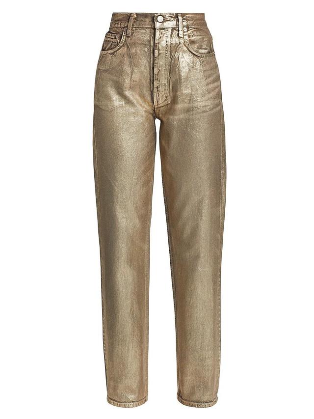 Womens Foil High-Rise Straight-Leg Jeans Product Image